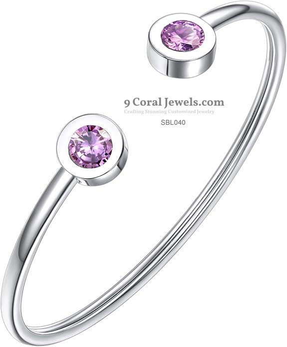 Sterling Silver Bracelet with Amethyst Gems