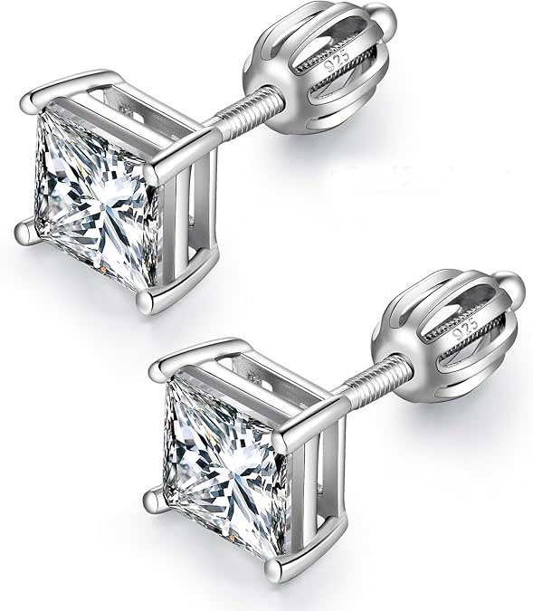 Princess Cut CZ Stud Earrings