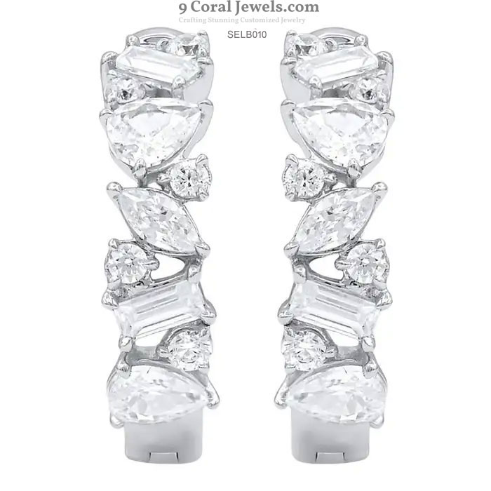 Silver hoop earrings with cubic zirconia stones