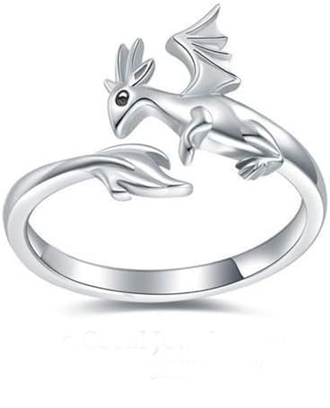 925% Sterling Silver Dragon Adjustable Ring