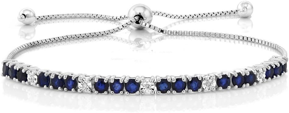 925 Sterling Silver Blue & White CZ Bracelet and Pendant Set - SBL058