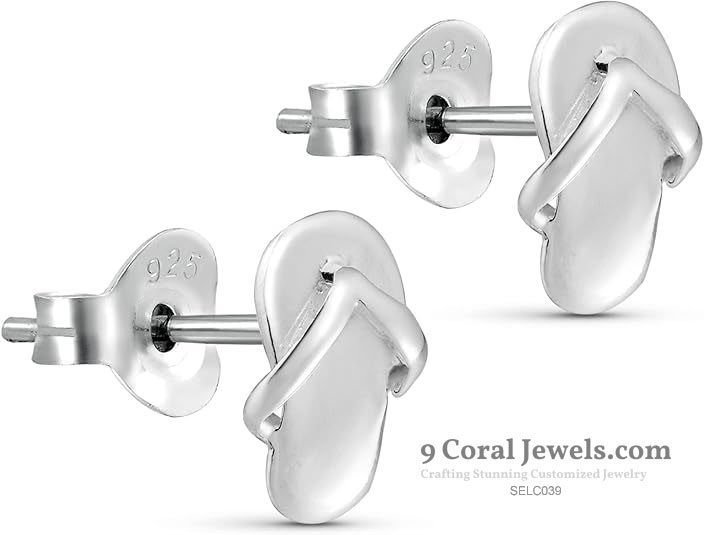 Flip Flop Shaped Silver Earrings