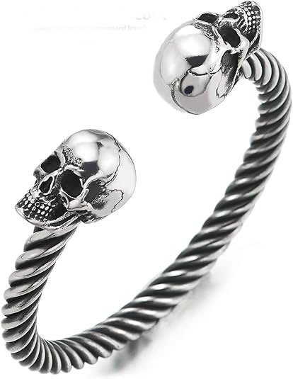 Sterling Silver Skull Cuff Bracelet