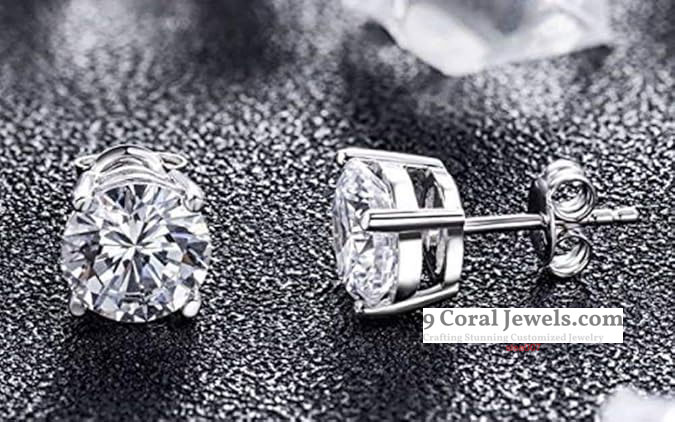Sterling Silver Round Cut Stud Earrings