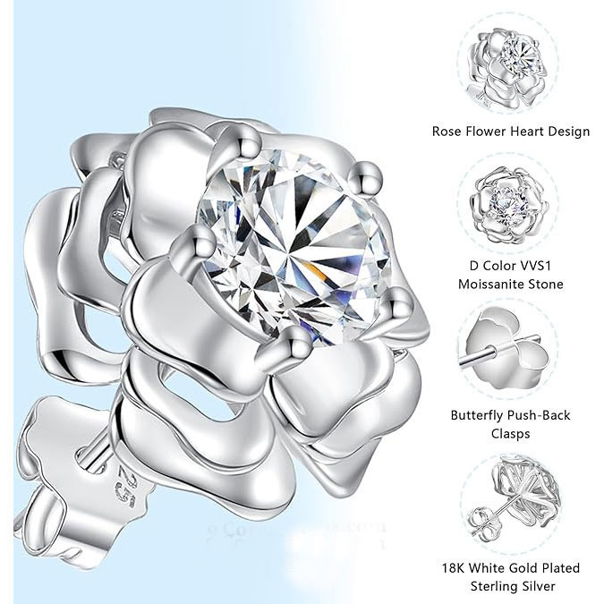 Silver Flower Stud Earrings