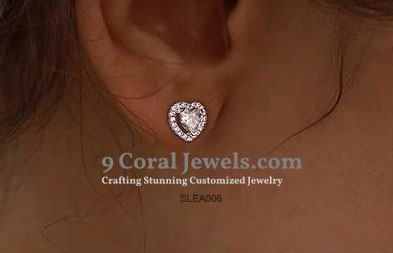 925% Sterling Silver Heart-Shaped CZ Stud Earrings