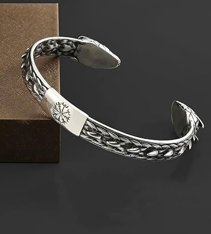 Handcrafted 925 Sterling Silver Viking Dragon Head Bracelet