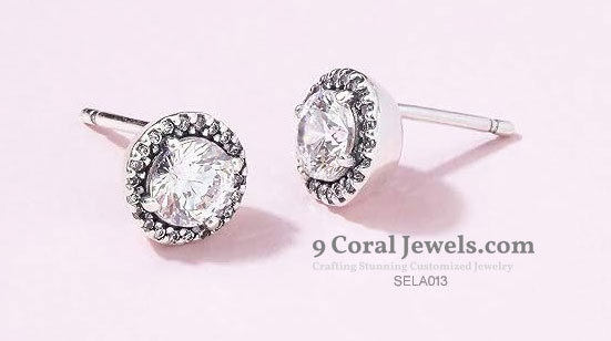 Sterling Silver Halo Stud Earrings