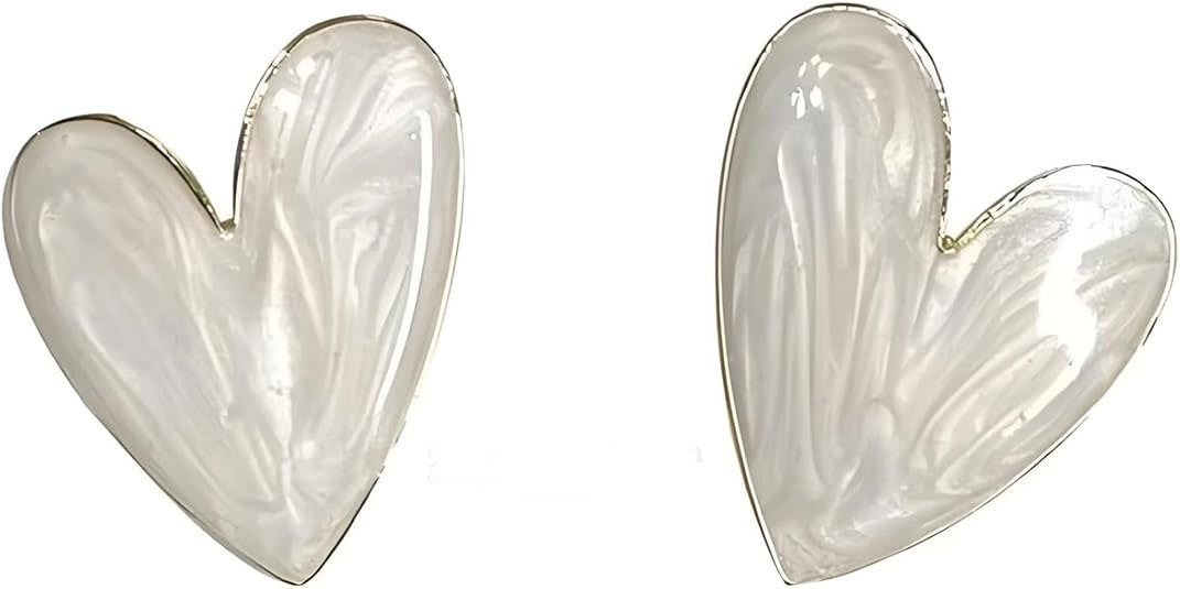 925% Sterling Silver Heart-Shaped Mother of Pearl Earrings