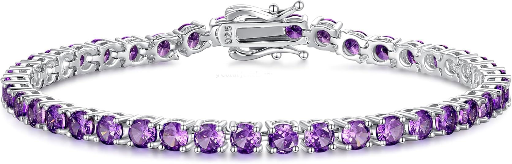 925% Sterling Silver Amethyst Tennis Bracelet