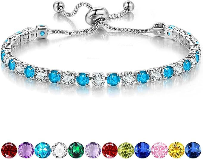 925 Sterling Silver CZ Tennis Adjustable Bracelet