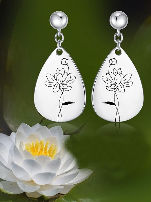 Lotus Flower Silver Earrings