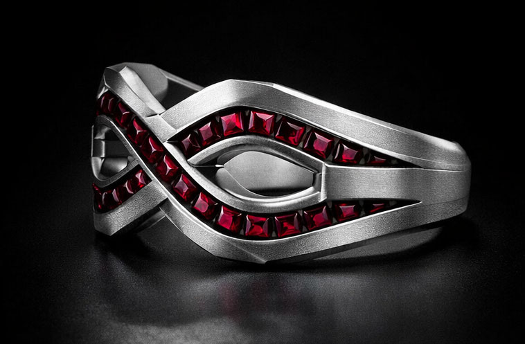 Infinity Red Gem Bracelet - 925% Sterling Silver