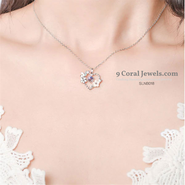 Floral Heart Pendant Necklace