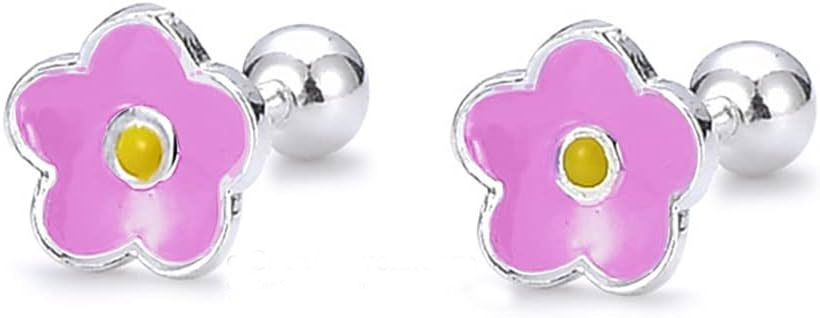 Pink Flower Stud Earrings