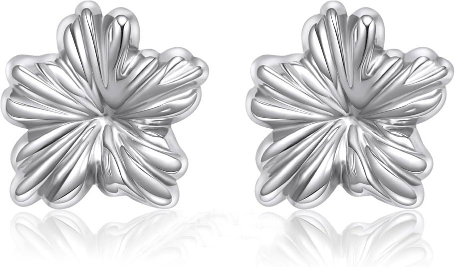 Floral Silver Stud Earrings