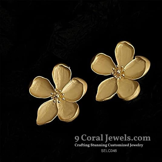 925% Sterling Silver, Gold Plated Flower Earrings