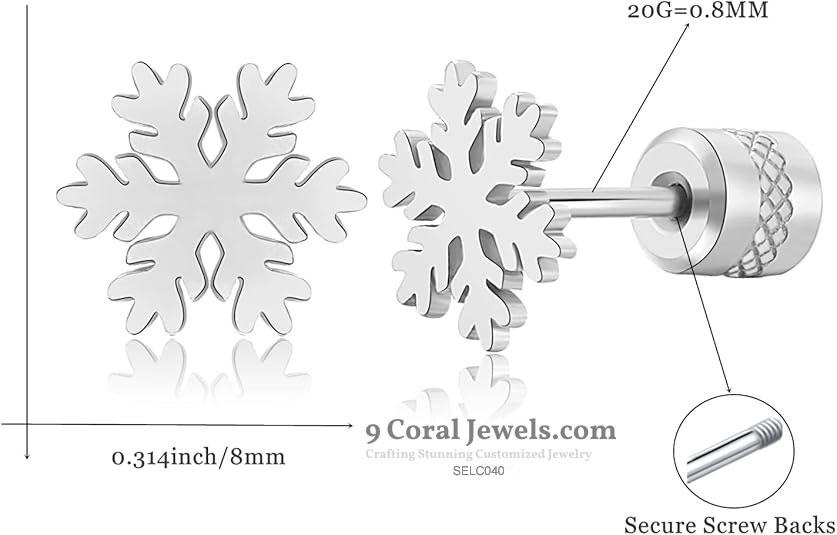 Snowflake 925% Sterling Silver Stud Earrings