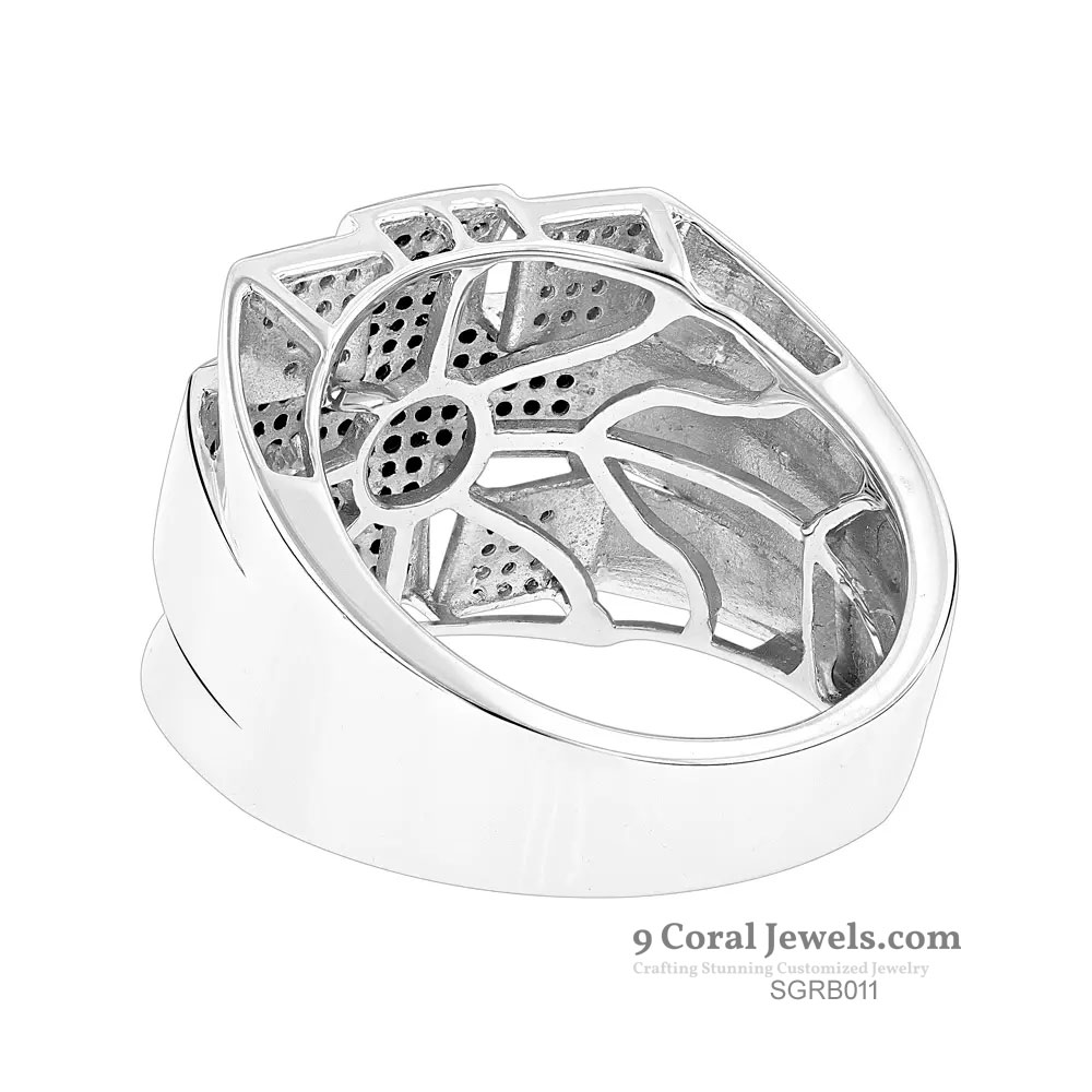 Men's Silver Ring with Black Cross