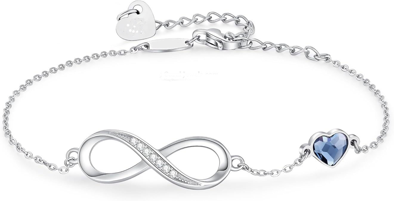 Sterling Silver Infinity Heart Charm Bracelet