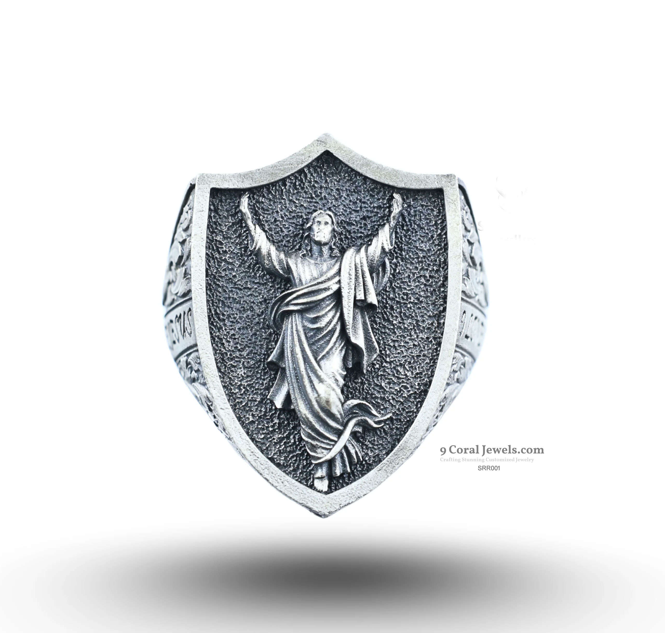 925% Sterling Silver Christ Shield Silver Ring