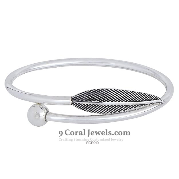 Sterling Silver Feather Bangle