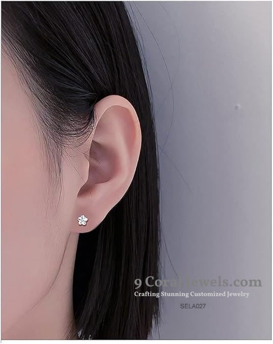 Sterling Silver Flower Shape Stud Earrings
