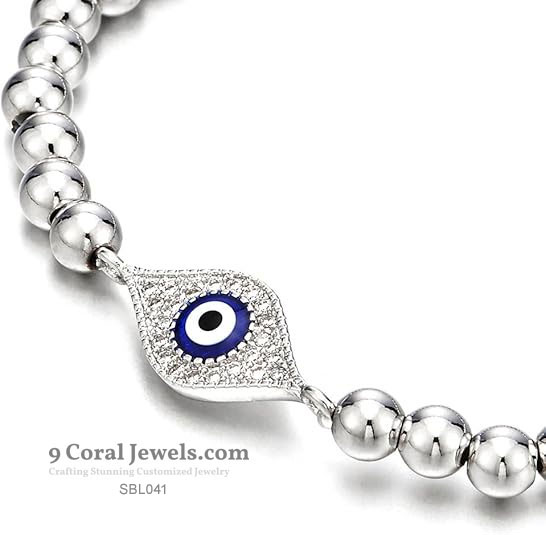 Silver Evil Eye Bead Bracelet