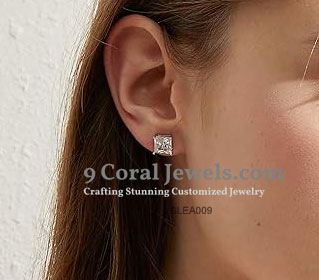 Princess Cut CZ Diamond Stud Earrings