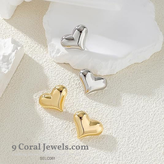 Silver Heart Stud Earrings