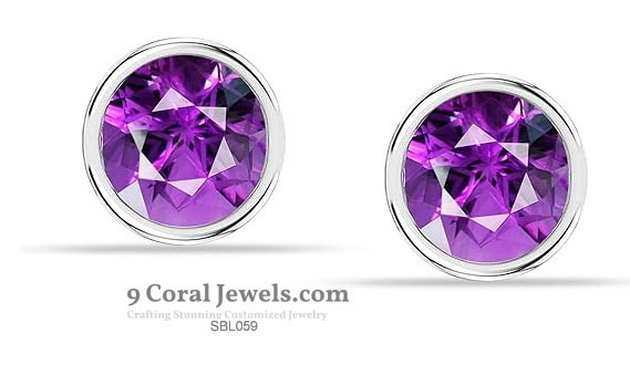 925 Sterling Silver Purple CZ Bracelet & Stud Earrings Set – SBL059