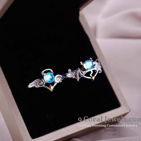 Angel and Devil Moonstone Rings