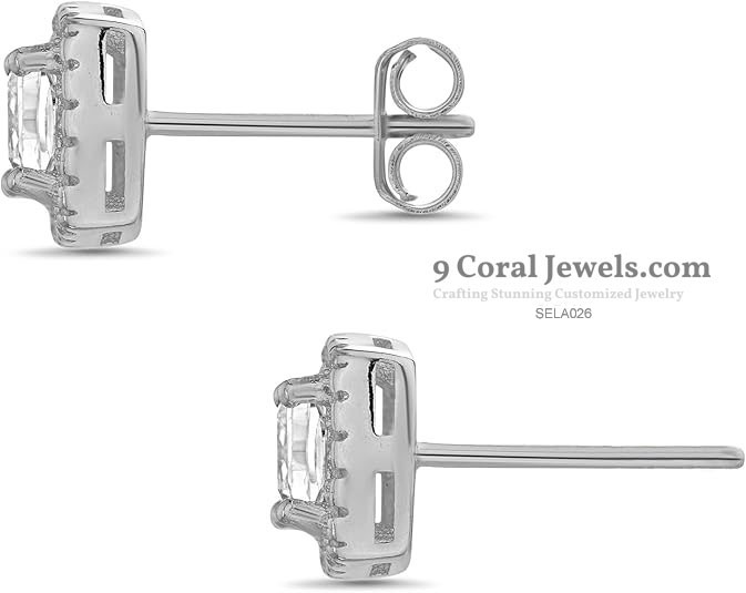 CZ Diamond Halo Stud Earrings