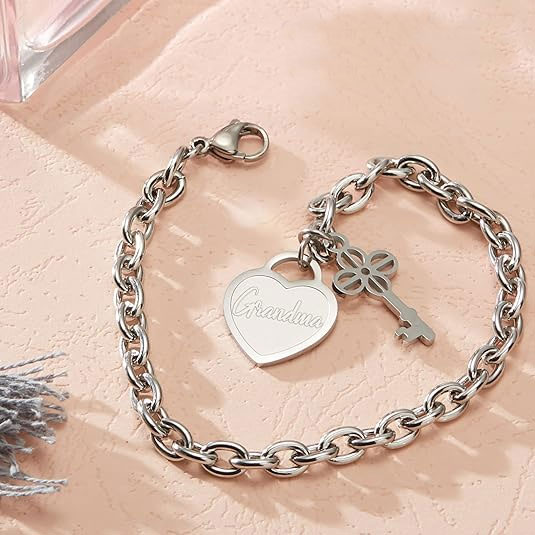 Beaded Heart Initial Bracelet – 925 Sterling Silver