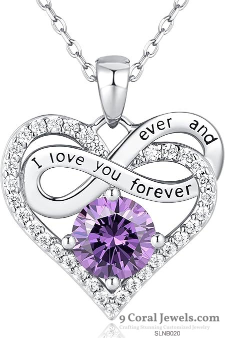 Infinity Heart Necklace with Amethyst Stone