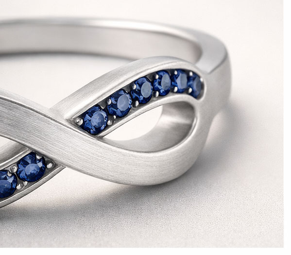 Infinity Silver Ring with Blue Stones