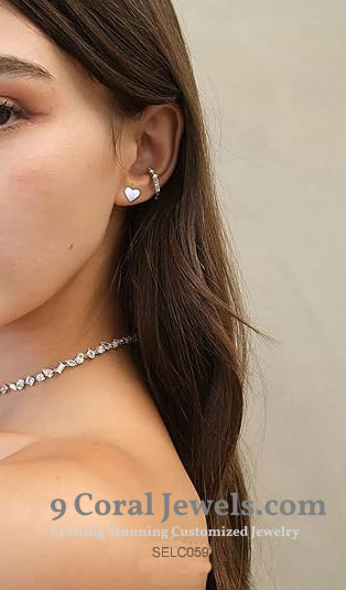 Heart Shaped Silver Stud Earrings