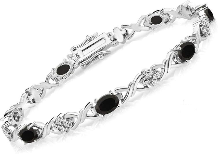 925 Sterling Silver Black & White CZ Pendant and Bracelet Set – SBL061
