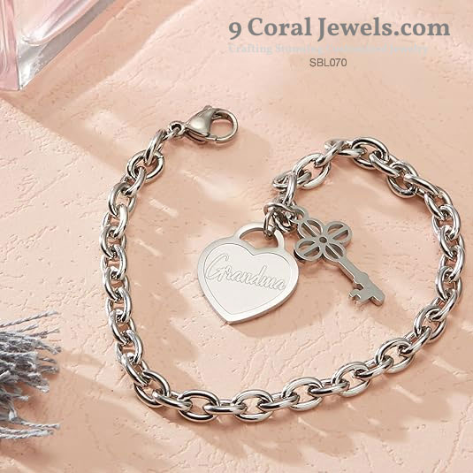 Beaded Heart Initial Bracelet – 925 Sterling Silver