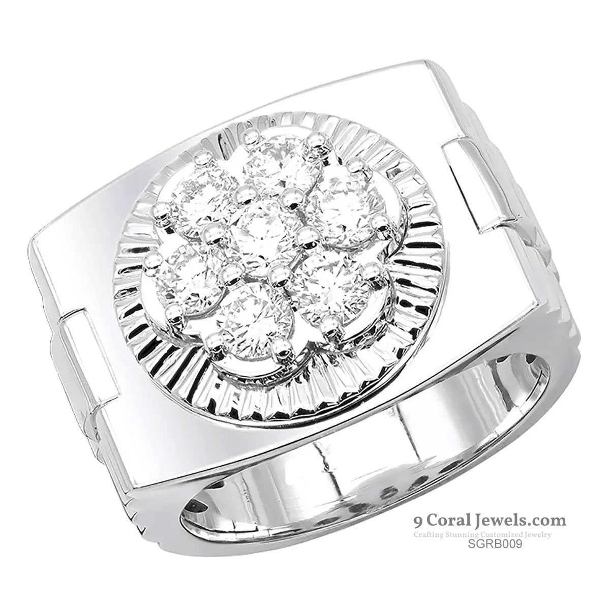 Men's Cubic Zircon Diamond Cluster Ring