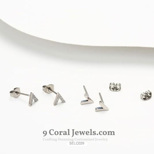 Silver Letter V Stud Earrings