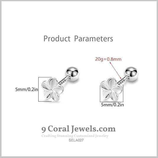 Sterling Silver Flower Shape Stud Earrings