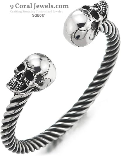 Sterling Silver Skull Cuff Bracelet