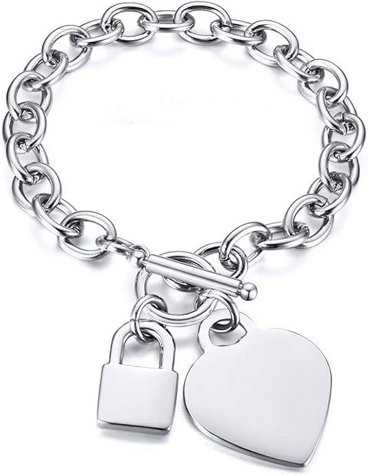 Heart & Lock Charm Bracelet – 925 Sterling Silver