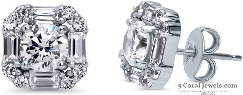 Sterling Silver Cubic Zirconia Diamond Stud Earrings