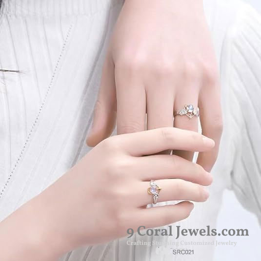 Angel and Devil Moonstone Rings
