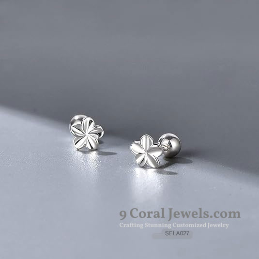 Sterling Silver Flower Shape Stud Earrings