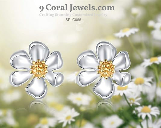 Flower Shaped Silver Earrings