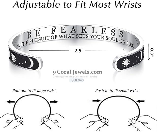 Sterling Silver Moon and Sun Engraved Cuff Bracelet