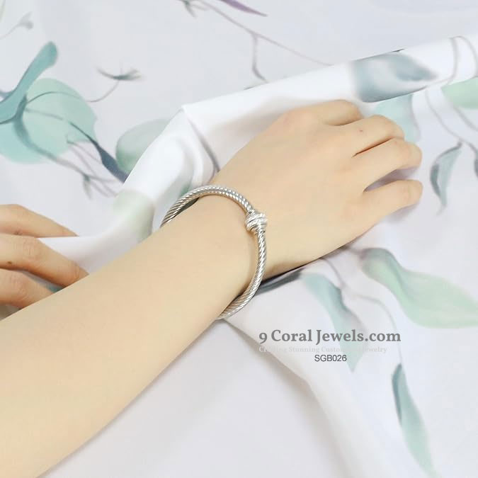 925% Sterling Silver Cable Cuff Bracelet